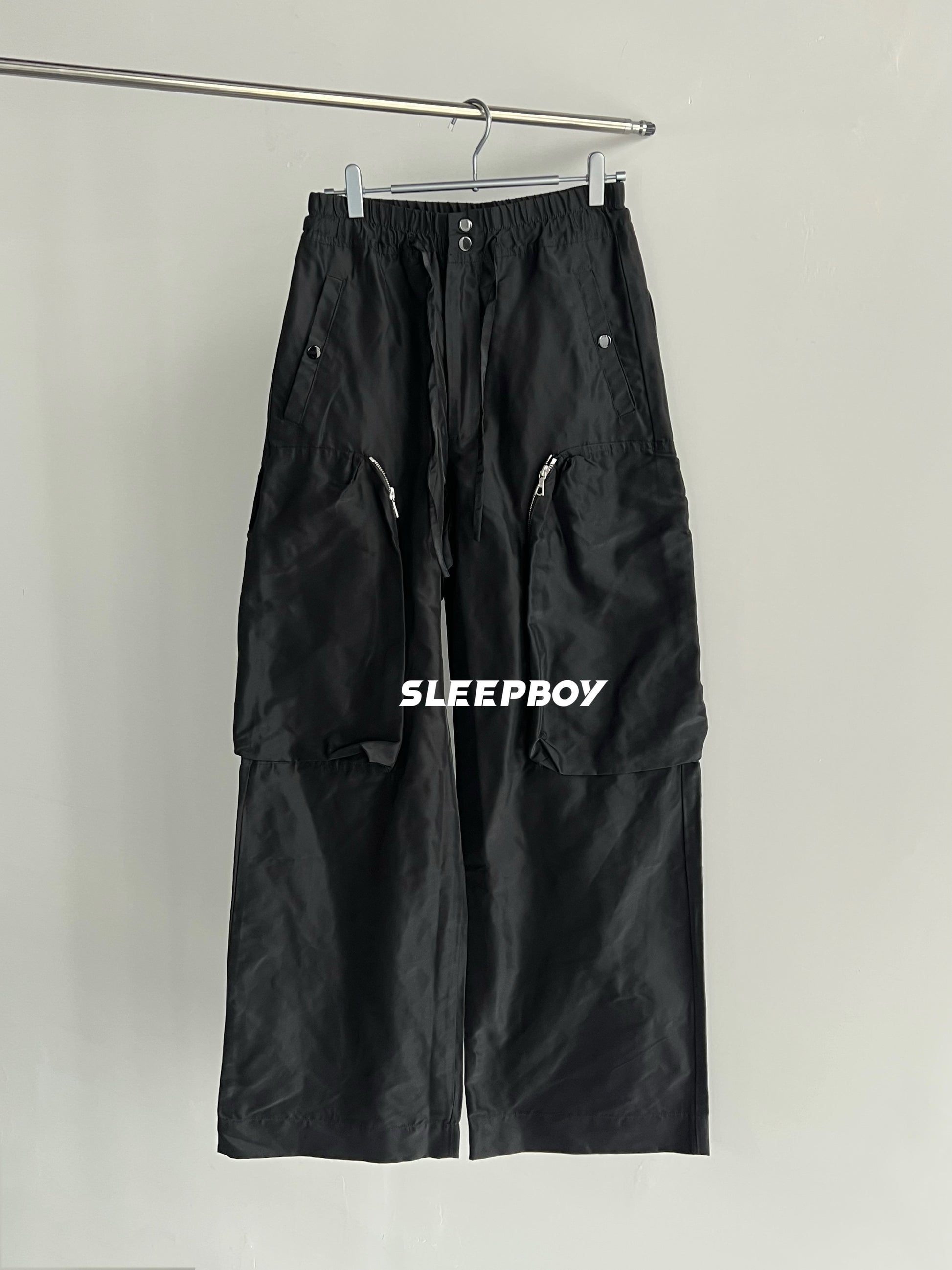 DVN AW24 Asymmetric Cocoon Zip Jacket - Nylon Utility Pants Set Oversized Pocket