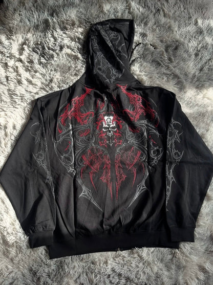 Breathedivinity Dark Gothic Zip-Up Hoodie - 420g French Terry