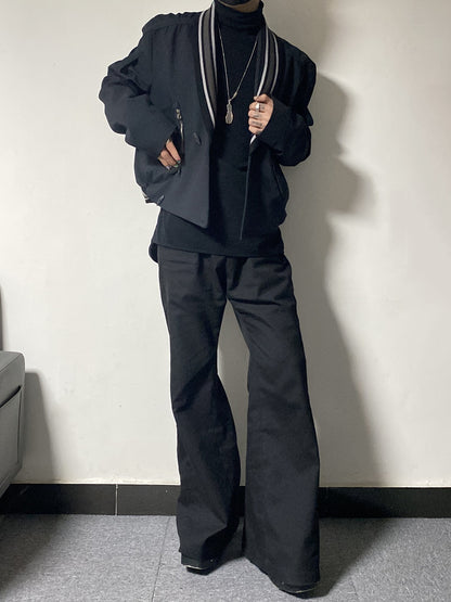 donclick 22FW Kiko Kostadinov Black V-Neck Jacket -Button Zip Casual Long Sleeve