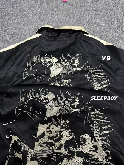 ERD AW24 ’Opium Den’ Varsity Jacket - Silk Court Embroidery Baseball Coat