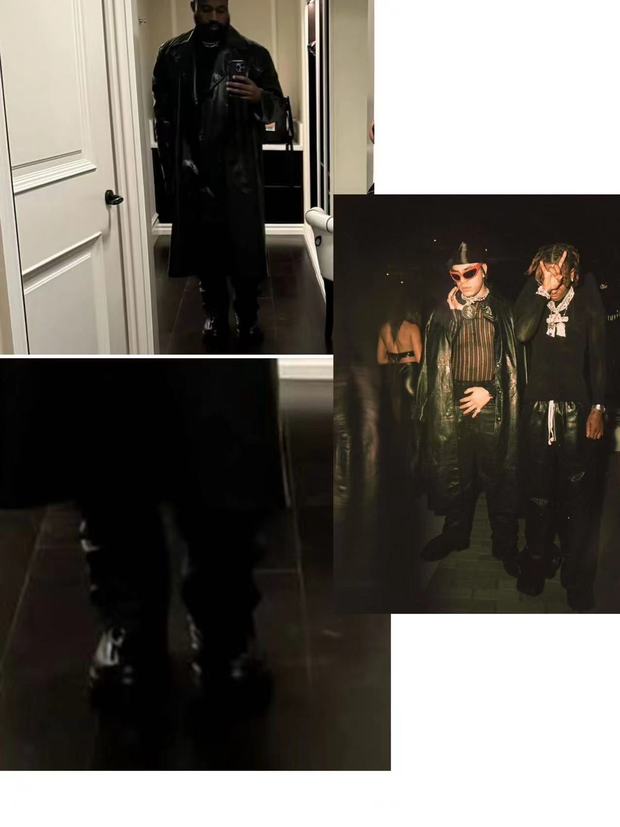 424 Distressed Leather Slouch Boots Oversized Crinkled Biker High Boots