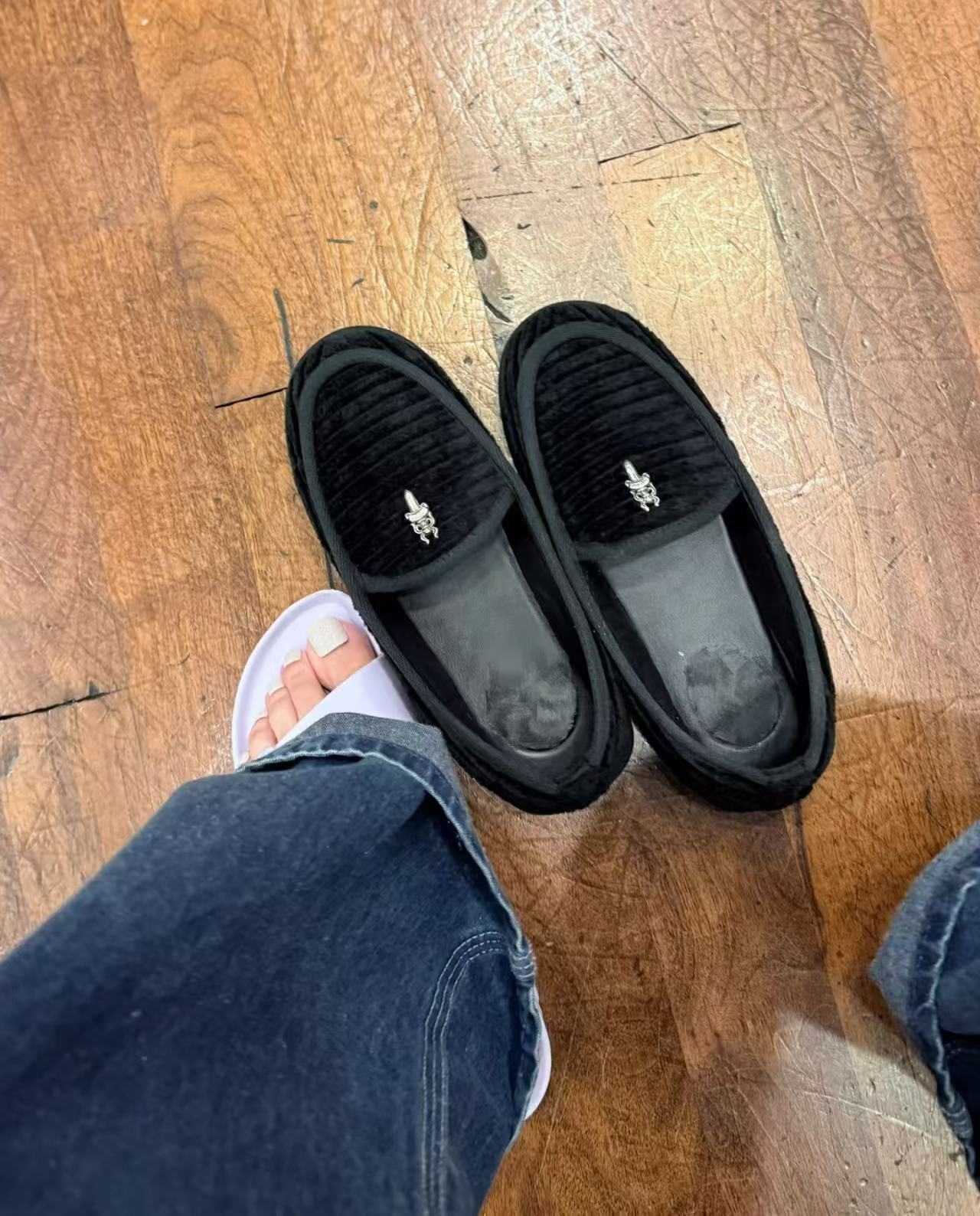 Dagger Loafer - Chorme 925 Silver Accent Black Corduroy Slip-On
