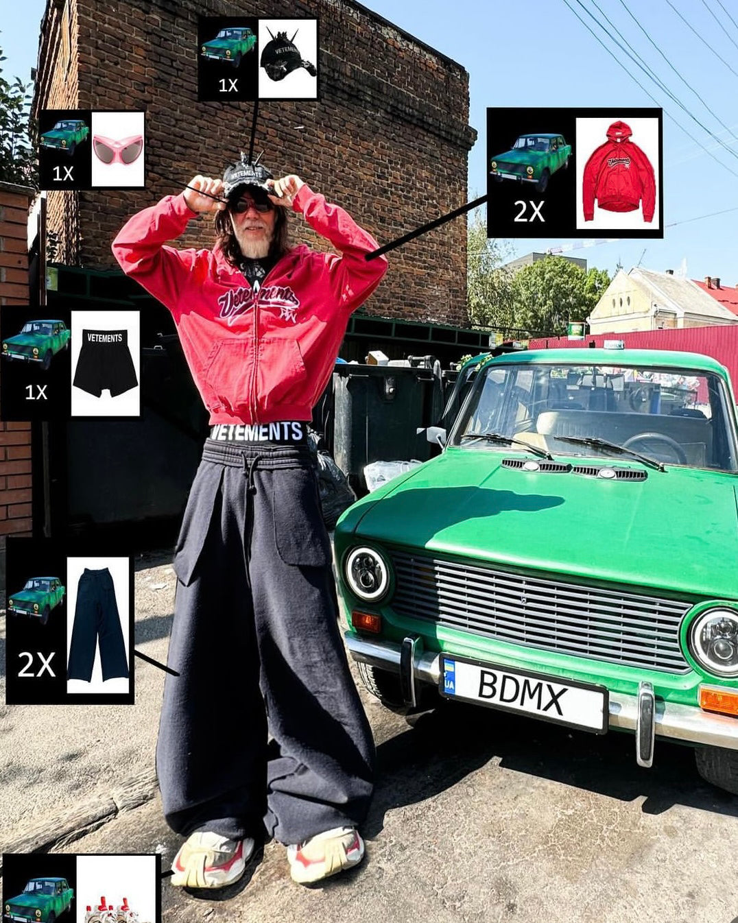 Vetements ’Bro’ Cropped Zip-Up Hoodie - Archive Oversized Sweatshirt