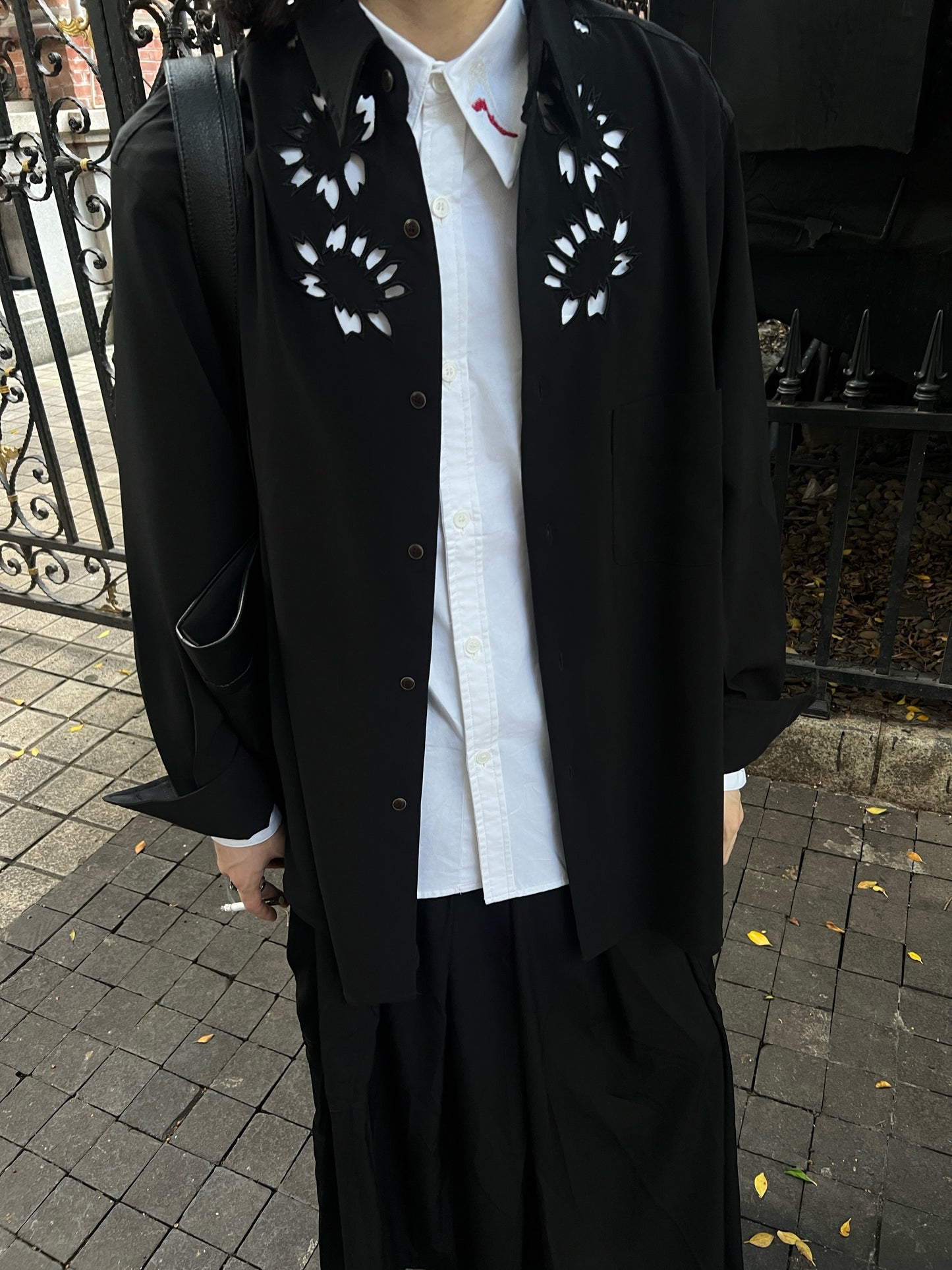 Yohji ’Flower & Youth’ Wool Shirt Jacket - Cherry Blossom Cut-Out Detailing