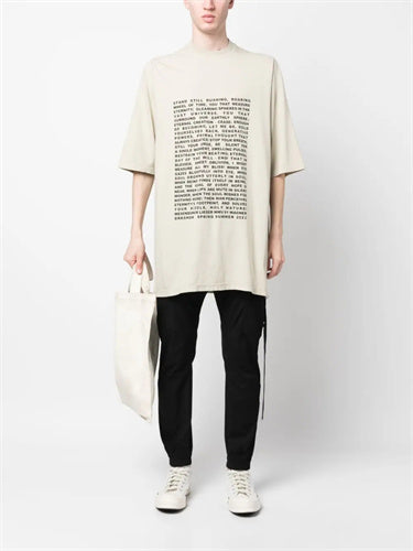 Dark Avant-garde Rick Owen Slogan RO Print Oversized Short Sleeve Tee