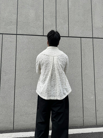 Kiko Kostadinov AW22 Layered Shirt - Detachable Lace Long/Short Sleeve Hybrid