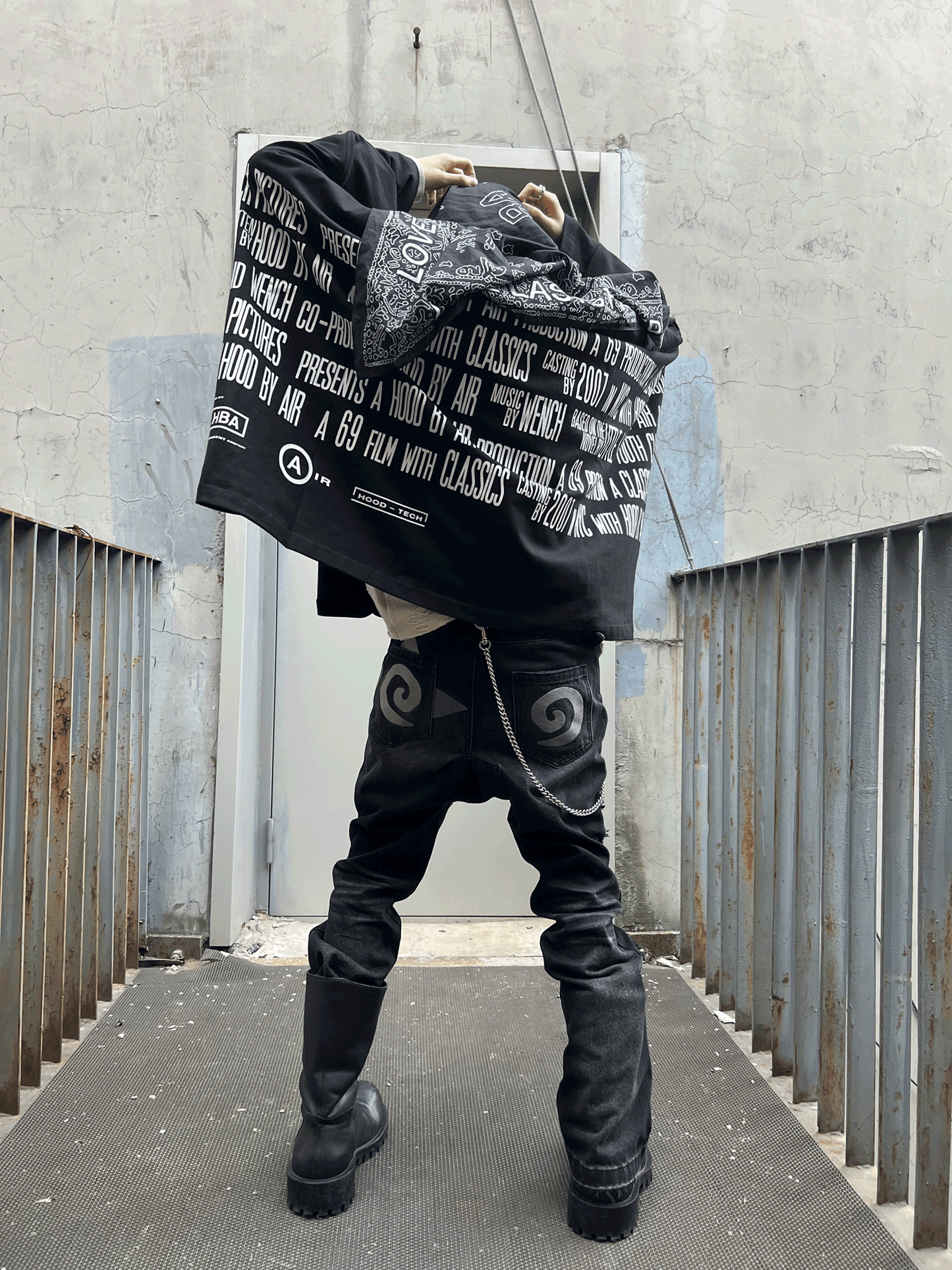 (Archive) Opium YVL x Hood By Air SS17 Cape Sleeve Tee - Oversized Graphic Print Short Sleeve