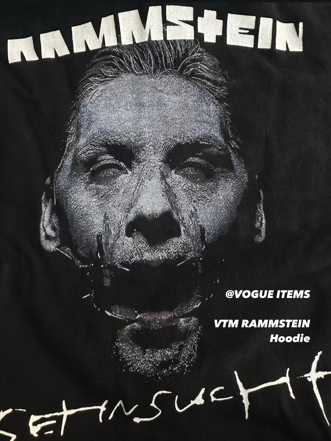 German Rammstein Vetement VTM Black Dark Punk Oversized Hoodie Jacket
