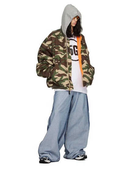 Vetements Reversible Dual-Sided Camouflage Hooded Bomber Jacket