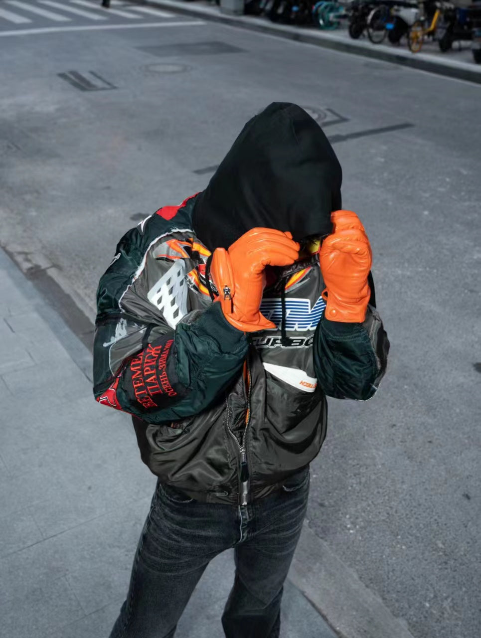 VTM Bomber Jacket Vetement Embroidered Patchwork Detail Racing Hoodie - Size avaliable S M L