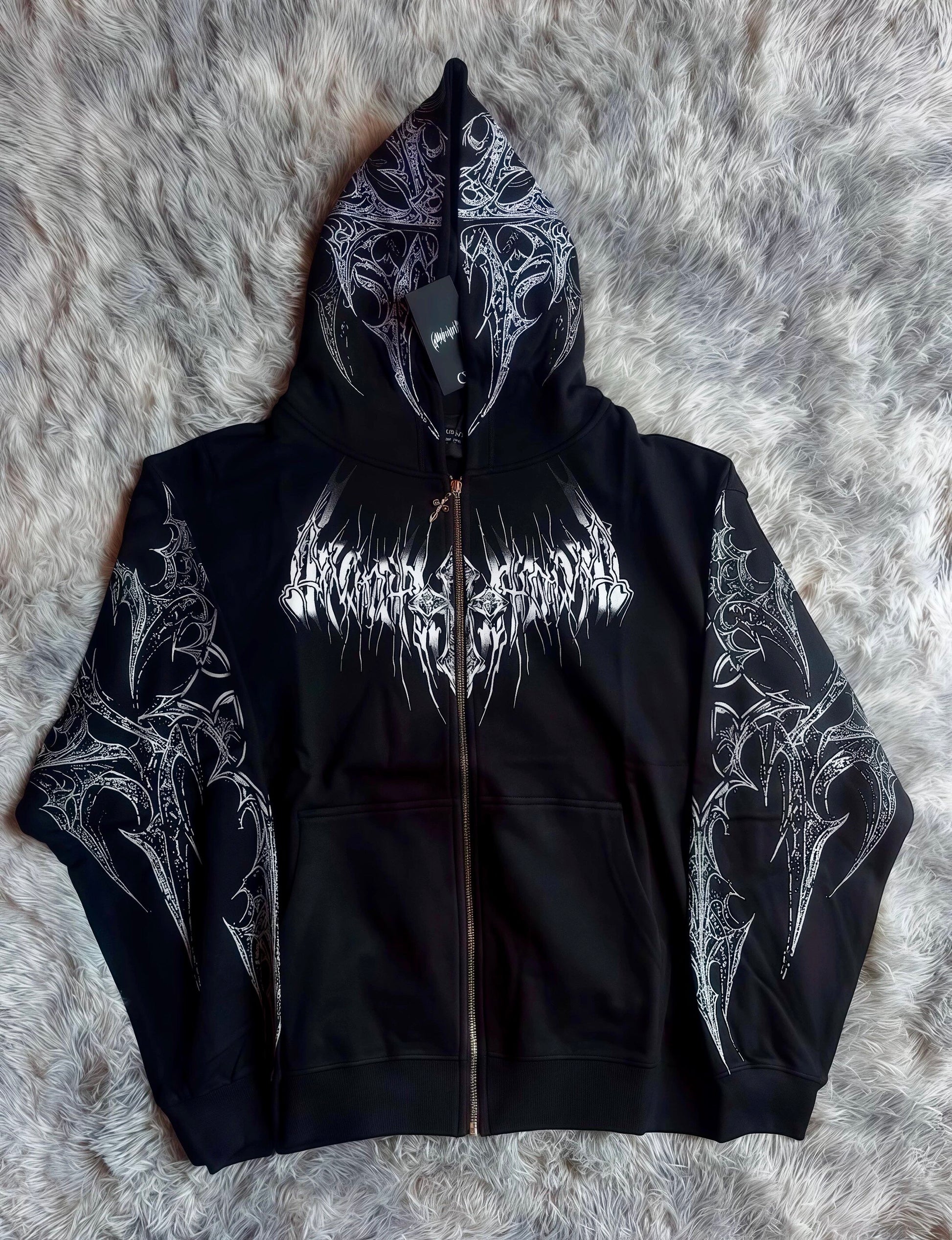 Breathedivinity Dark Gothic Zip-Up Hoodie - 420g French Terry