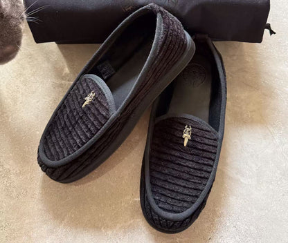 Dagger Loafer - Chorme 925 Silver Accent Black Corduroy Slip-On