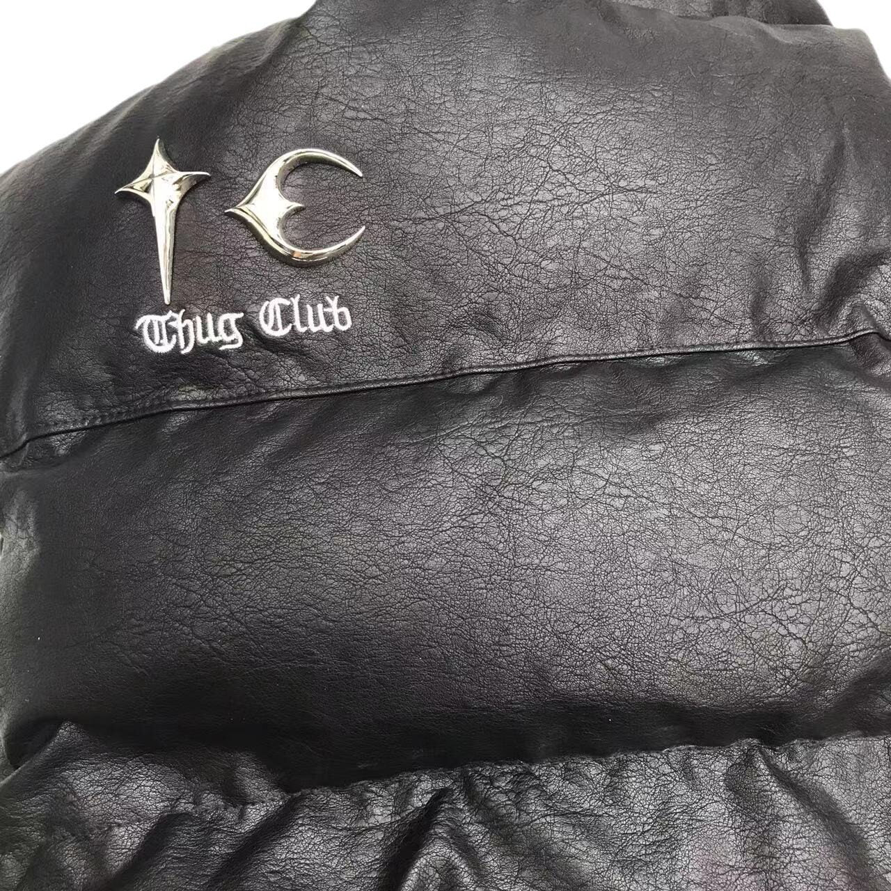 Thug Club ’Drip’ Puffer Jacket - PU Leather Opium Outerwear