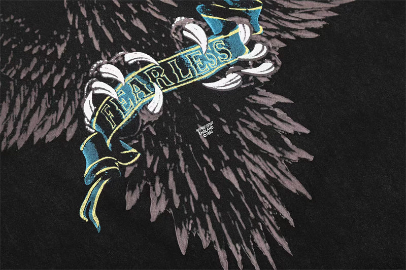 REPRESENT Washed Distressed Doberman Shark Short-Sleeve T-Shirt FOG