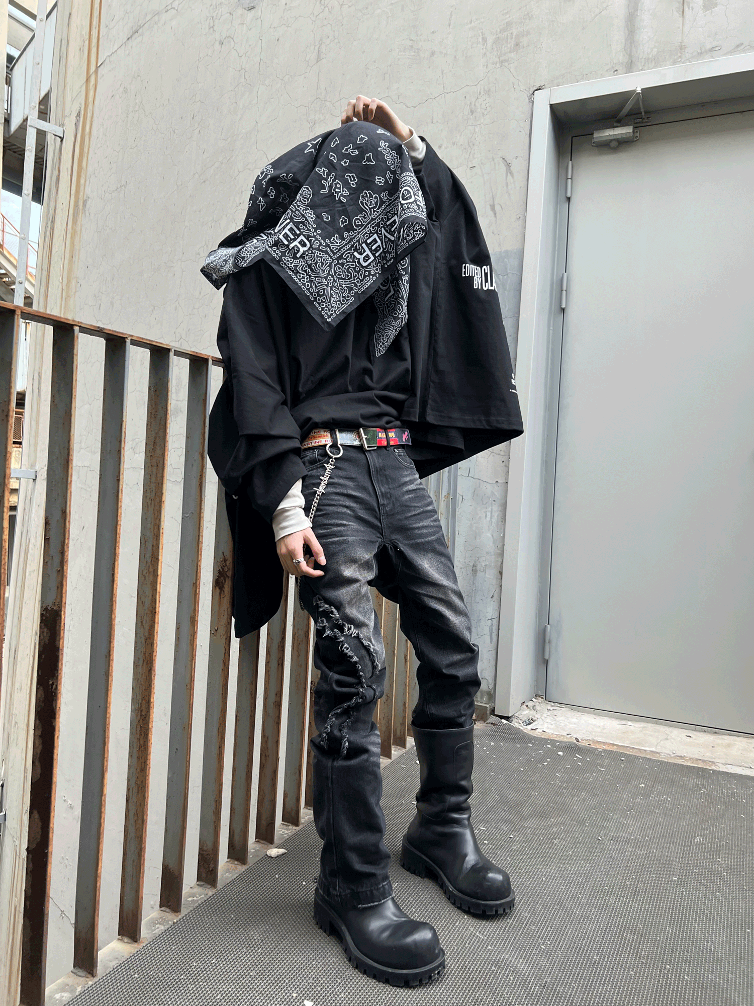 (Archive) Opium YVL x Hood By Air SS17 Cape Sleeve Tee - Oversized Graphic Print Short Sleeve