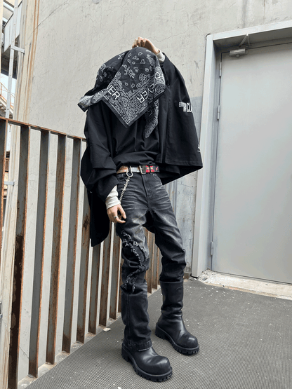 (Archive) Opium YVL x Hood By Air SS17 Cape Sleeve Tee - Oversized Graphic Print Short Sleeve