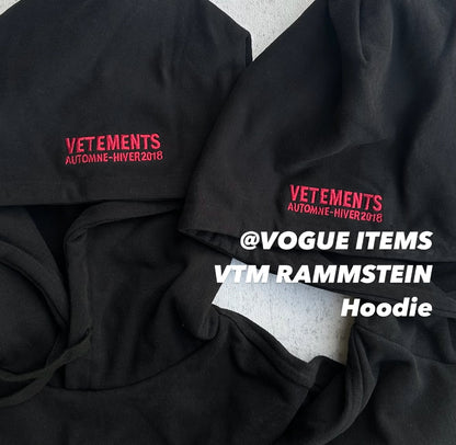 German Rammstein Vetement VTM Black Dark Punk Oversized Hoodie Jacket