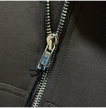 RO Dark Wizard Rick Owen Hoodie - Asymmetric Zip Avant-garde Black Winter Fleece