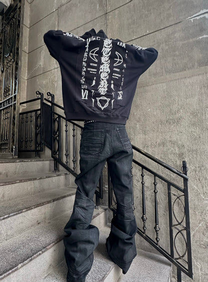 Vetements Oversized Hoodie J’adore Hardcore Patchwork Black Patched Logo