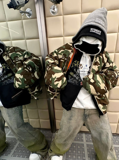 Vetements Reversible Dual-Sided Camouflage Hooded Bomber Jacket