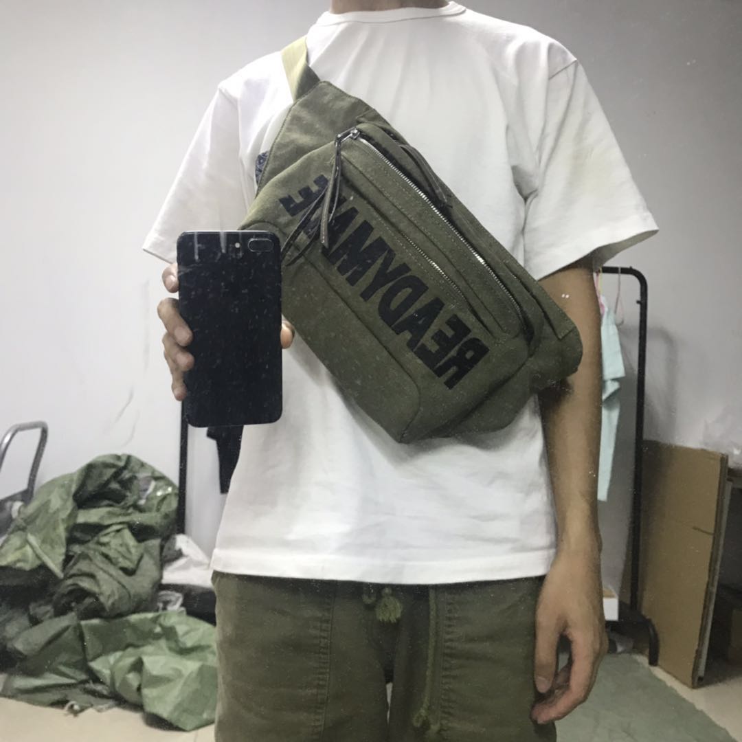 Donclickin Yuta Hosokawa Readymade Belt Bag – Embroidered Lettering Crossbody - Green