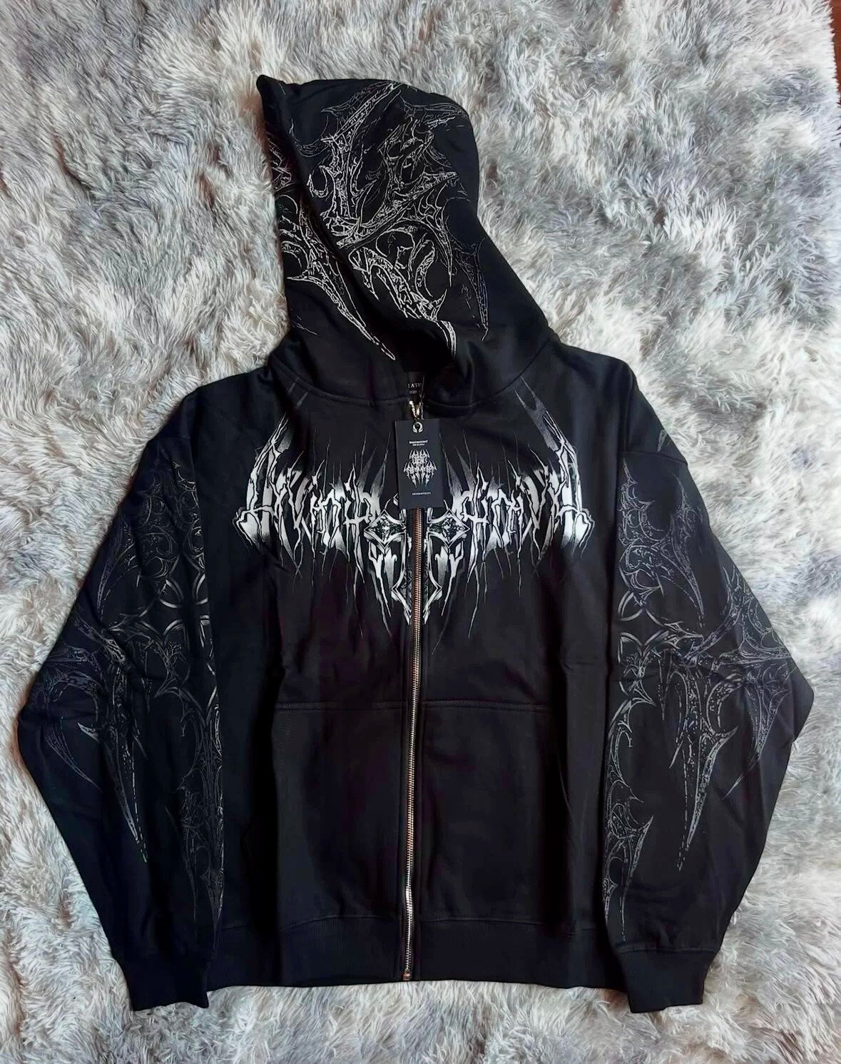 Breathedivinity Dark Gothic Zip-Up Hoodie - 420g French Terry