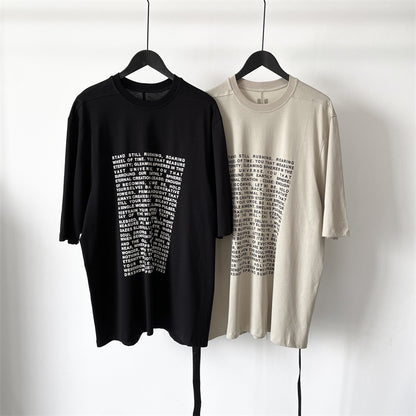 Dark Avant-garde Rick Owen Slogan RO Print Oversized Short Sleeve Tee