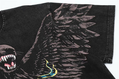 REPRESENT Washed Distressed Doberman Shark Short-Sleeve T-Shirt FOG