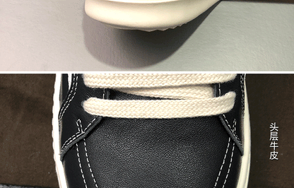 RO 22SS Vintage Leather Low-Top Sneaker Rick Owens - Black/Milk - 