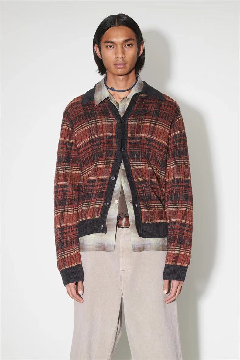 Our Legacy Evening Polo Hemp Check Knitwear - Malard Colorway Striped