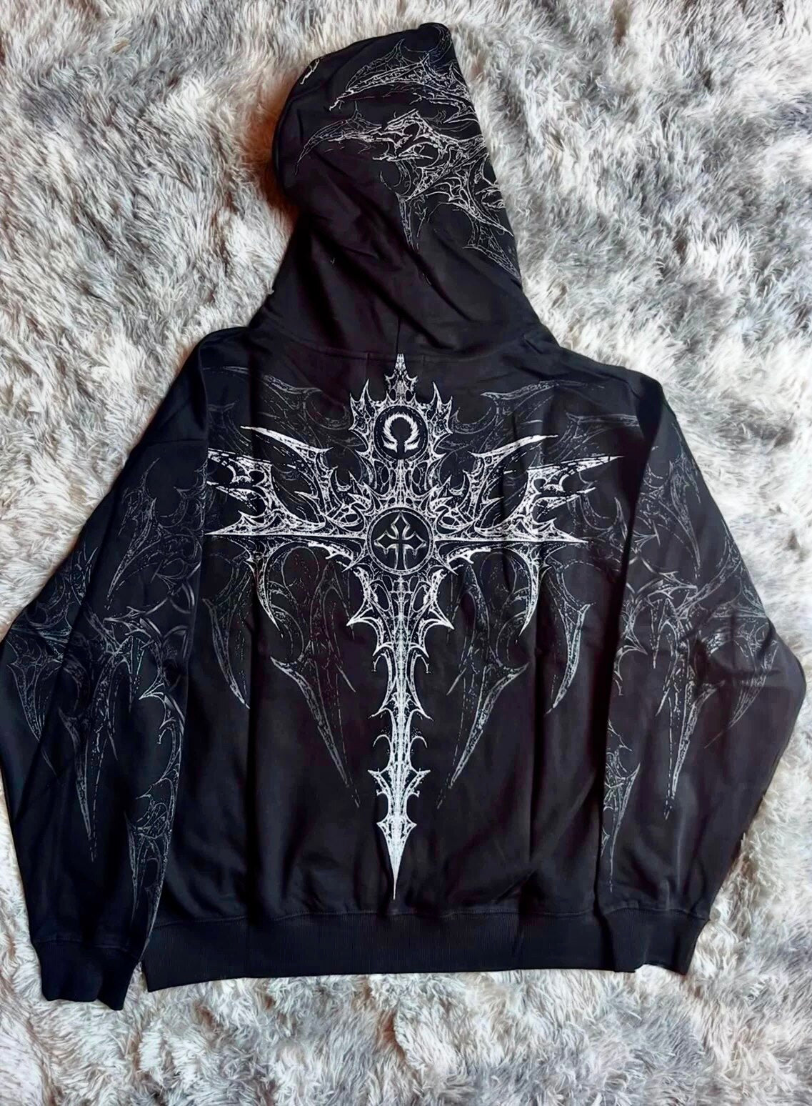 Breathedivinity Dark Gothic Zip-Up Hoodie - 420g French Terry