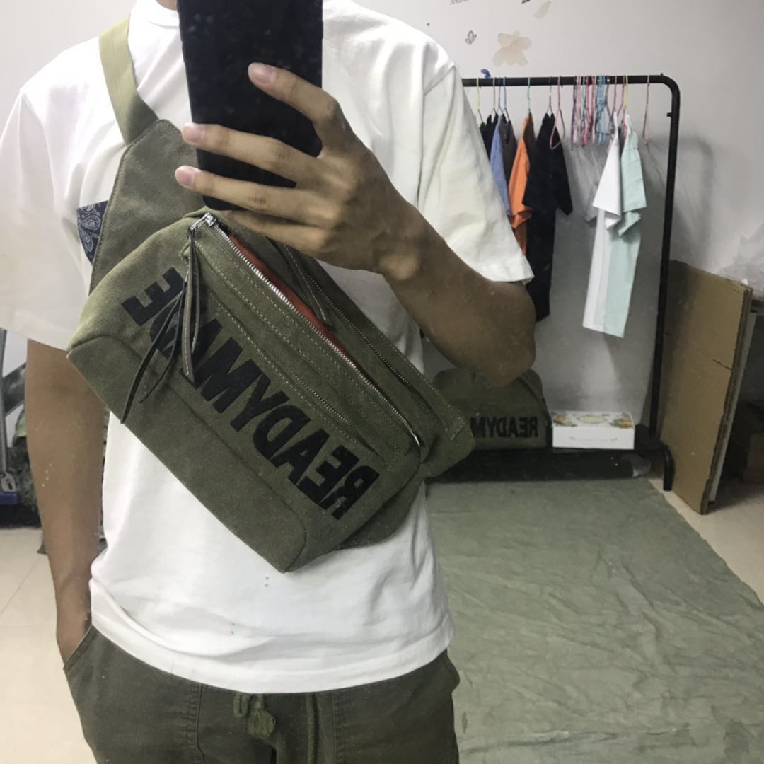 Donclickin Yuta Hosokawa Readymade Belt Bag – Embroidered Lettering Crossbody - Green