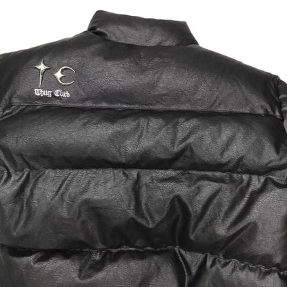 Thug Club ’Drip’ Puffer Jacket - PU Leather Opium Outerwear