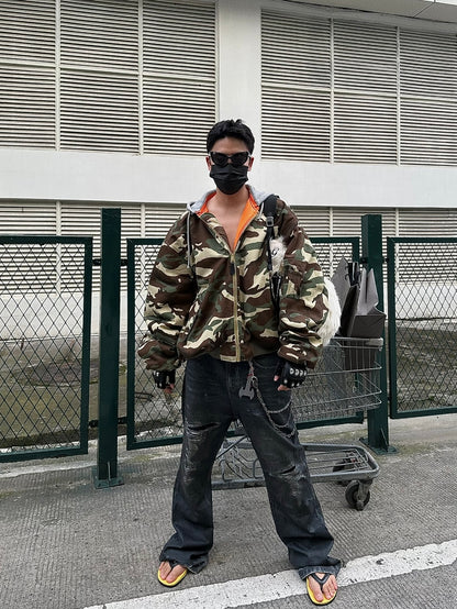 Vetements Reversible Dual-Sided Camouflage Hooded Bomber Jacket