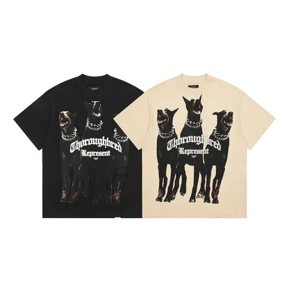 REPRESENT Washed Distressed Doberman Shark Short-Sleeve T-Shirt FOG