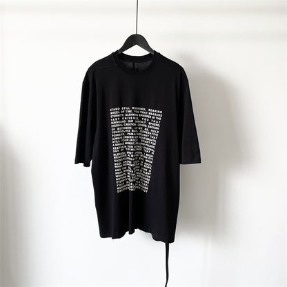 Dark Avant-garde Rick Owen Slogan RO Print Oversized Short Sleeve Tee