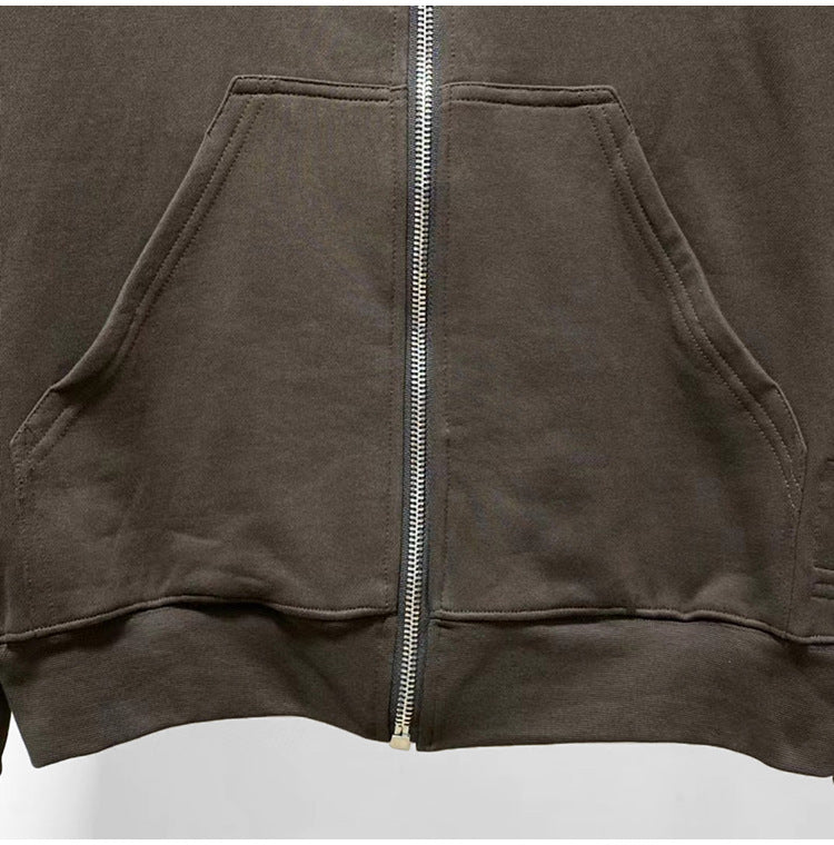 RO Dark Wizard Rick Owen Hoodie - Asymmetric Zip Avant-garde Black Winter Fleece