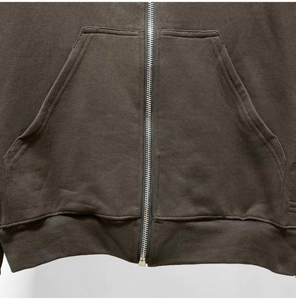 RO Dark Wizard Rick Owen Hoodie - Asymmetric Zip Avant-garde Black Winter Fleece