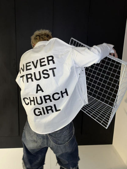 Hood By Air Religious Girl Print Shirt – White Oversized Casual Fit