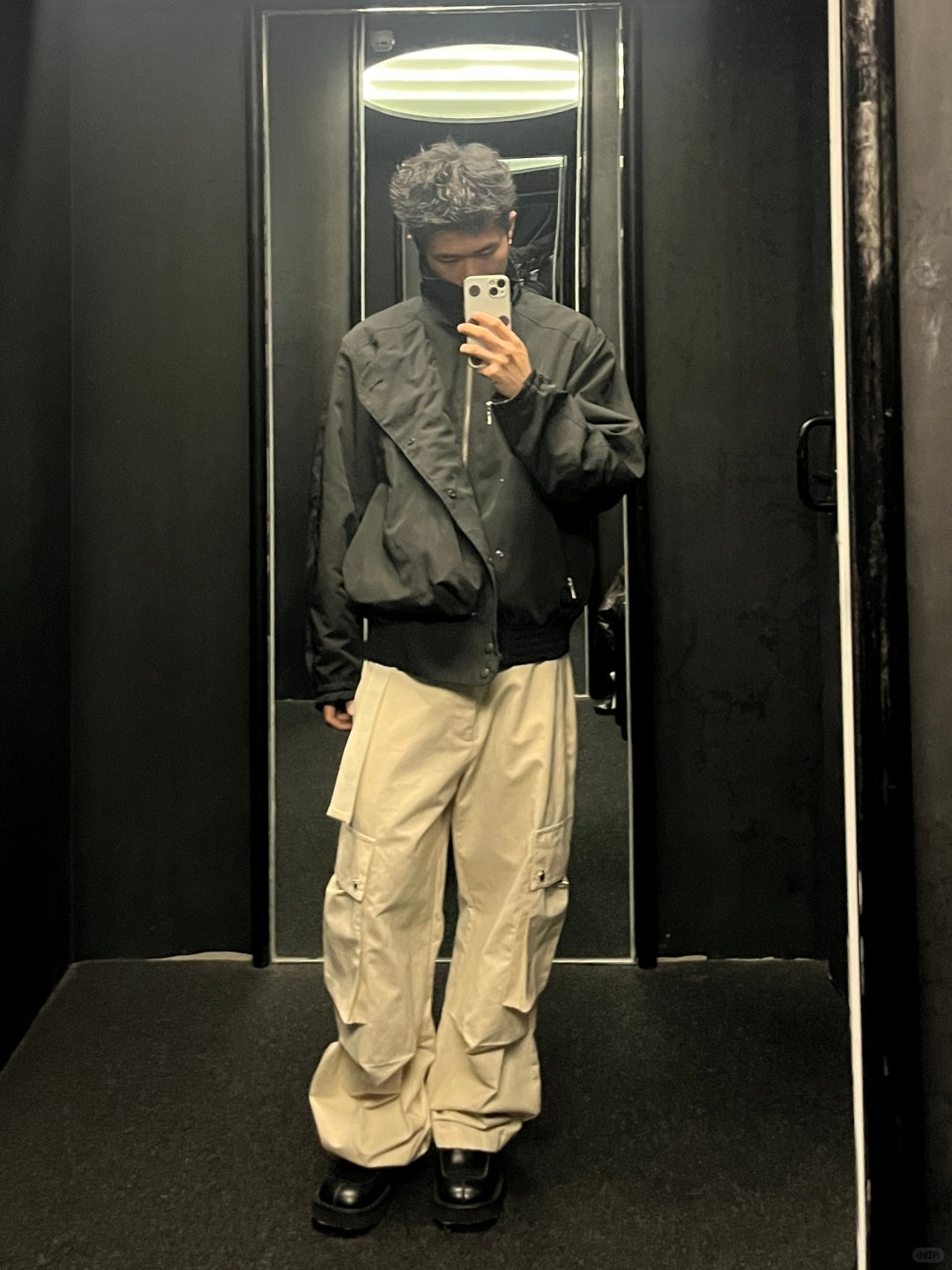 DVN AW24 Asymmetric Cocoon Zip Jacket - Nylon Utility Pants Set Oversized Pocket