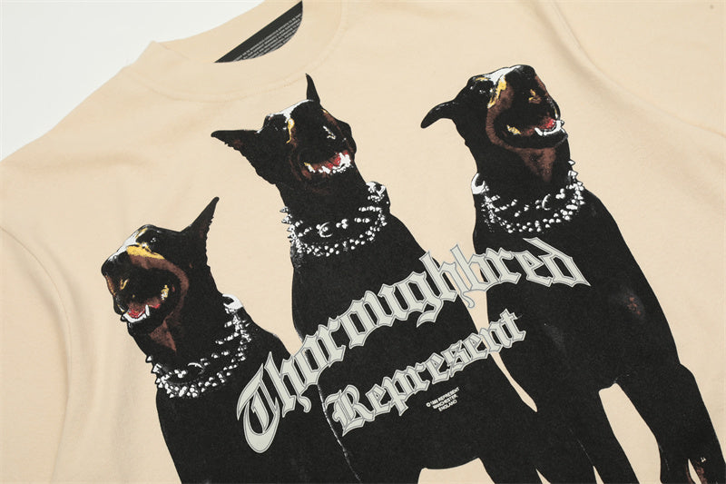 REPRESENT Washed Distressed Doberman Shark Short-Sleeve T-Shirt FOG