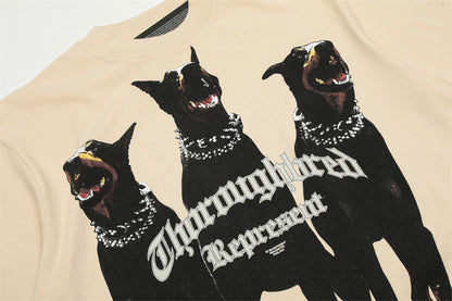 REPRESENT Washed Distressed Doberman Shark Short-Sleeve T-Shirt FOG