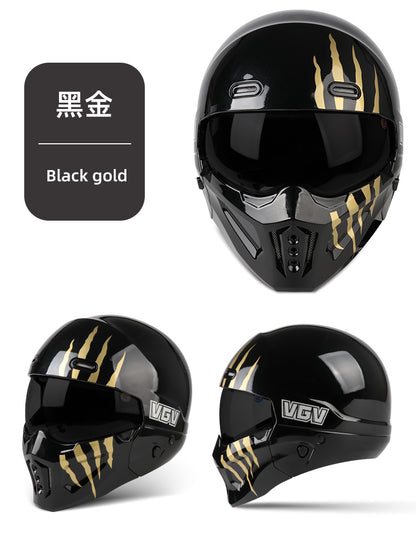 Shadow Scorpion -Motorcycle Full Face Helmet Harley Cruiser Bike Class A 3C DOT - Black gold / Message for style after
