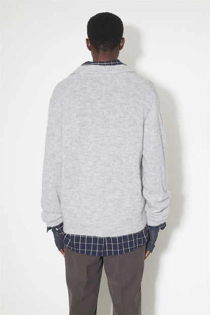donclick 24FW Our Legacy Mohair Wool Blend Cardigan Light Grey Relaxed Fit Knit
