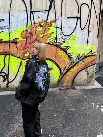 ERD Melancholic Heir PU Lambskin Jacket -Custom-Dyed Coated Cropped Leather Coat