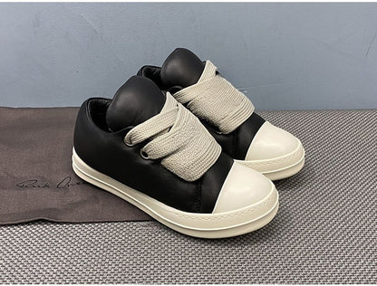 Custom-made Rick Owen Leather Platform Bread Sneakers BAPESTALOW Padded Shoes Inflatable