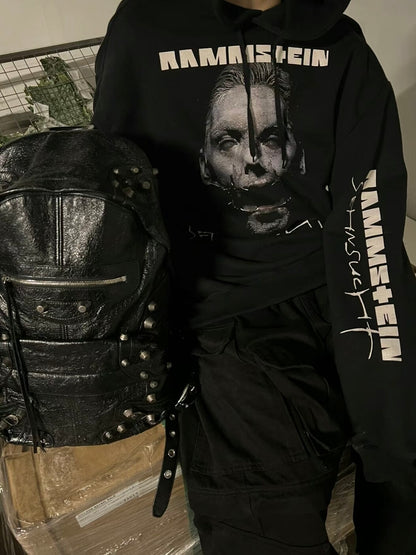 German Rammstein Vetement VTM Black Dark Punk Oversized Hoodie Jacket