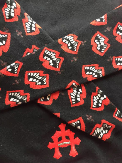 Matty Boy Chomper Lips Knit Sweater - Chrome Red Cross Leather Patch Pullover