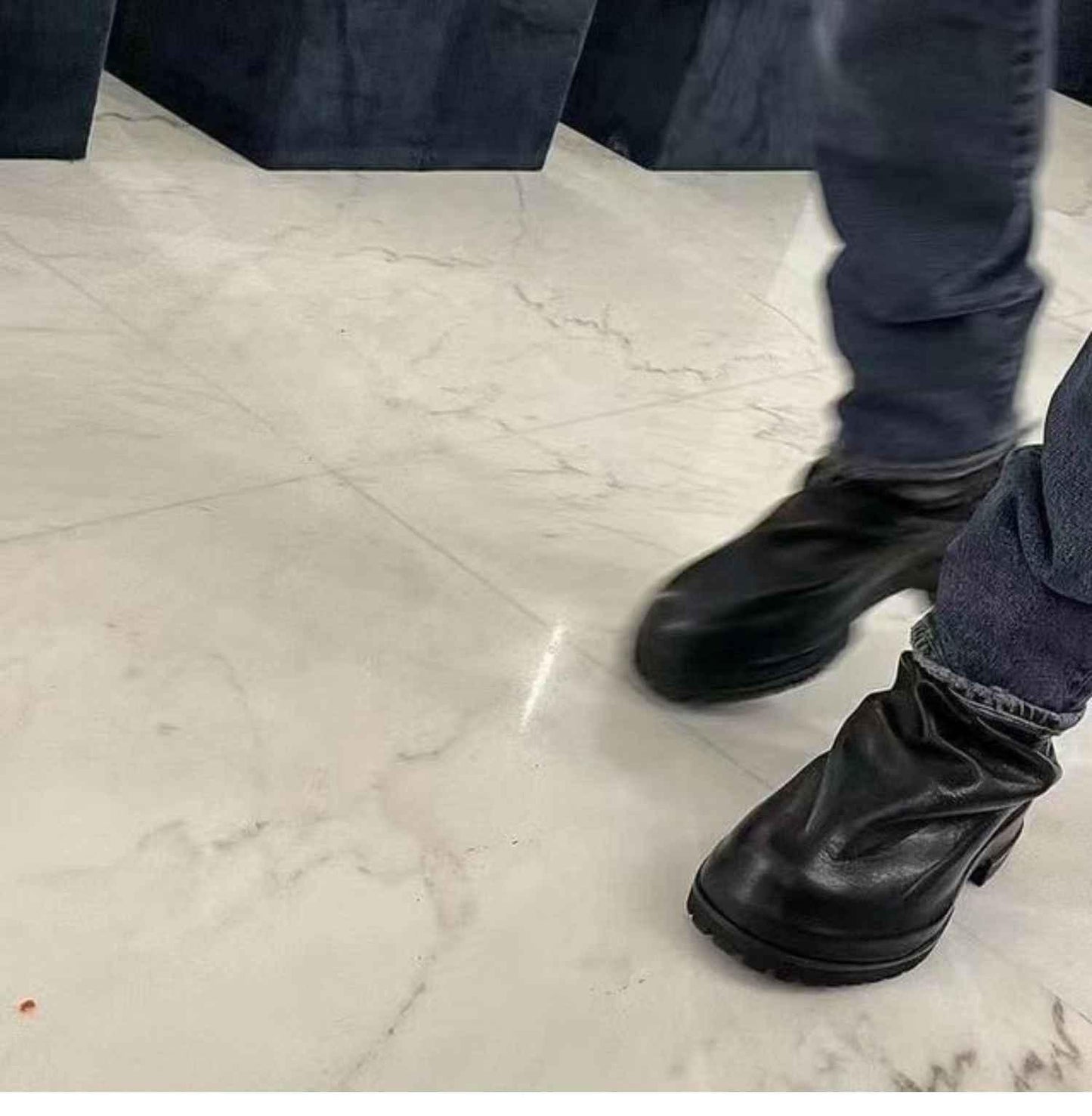 424 on Fairfax Ankle Boots - SS22 Crinkled Zip High-Top Retro Thick-Soled Lambskin