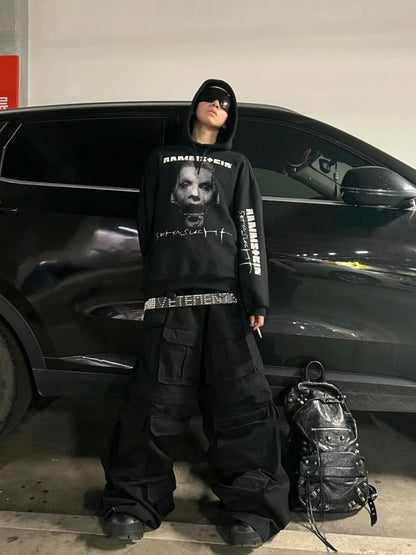 German Rammstein Vetement VTM Black Dark Punk Oversized Hoodie Jacket
